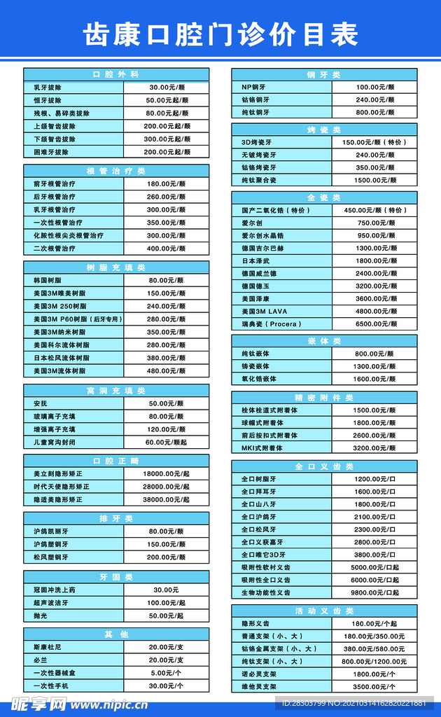 口腔医院拔牙价格大全，最新拔牙价格表公开